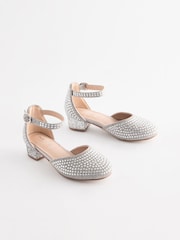 Silber, Schmucksteine - Knöchelriemen Schuhe mit niedrigem Absatz für besondere Anlässe​​​​​​​ - Bild 1 von 5