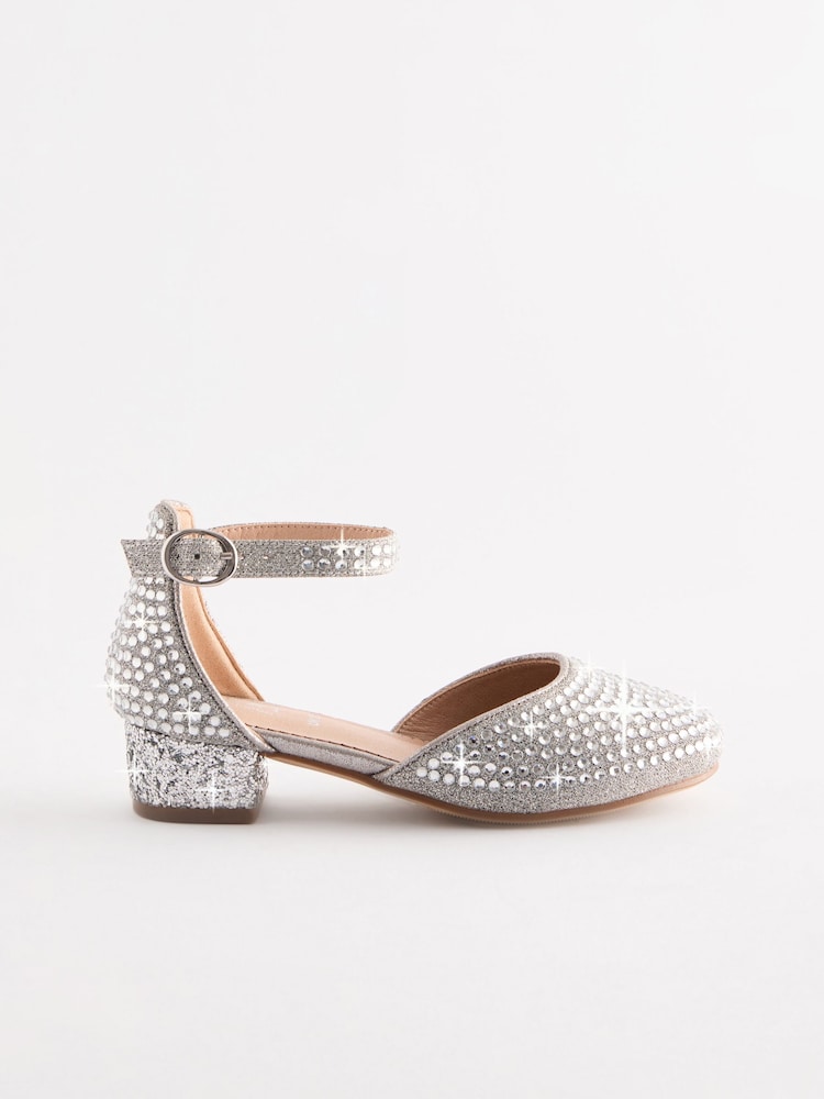 Silber, Schmucksteine - Knöchelriemen Schuhe mit niedrigem Absatz für besondere Anlässe​​​​​​​ - Bild 2 von 5