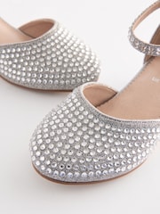 Silber, Schmucksteine - Knöchelriemen Schuhe mit niedrigem Absatz für besondere Anlässe​​​​​​​ - Bild 3 von 5