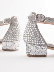 Silber, Schmucksteine - Knöchelriemen Schuhe mit niedrigem Absatz für besondere Anlässe​​​​​​​ - Bild 4 von 5