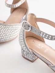Silber, Schmucksteine - Knöchelriemen Schuhe mit niedrigem Absatz für besondere Anlässe​​​​​​​ - Bild 5 von 5