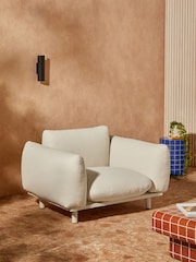 MADE.COM White Boucle Samaya Outdoor Garden Lounge Chair - Image 1 of 5
