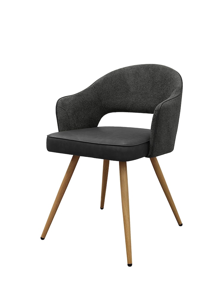 Bentley Designs Grey Vintage Hanson Fabric and Faux Leather Dining Chair - Image 1 of 5 Bentley Designs Grey Vintage Hanson Fabric and Faux Leather Dining Chair - Image 1 of 5