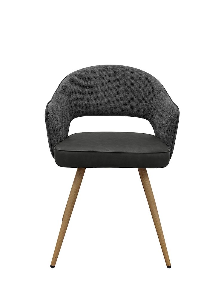 Bentley Designs Grey Vintage Hanson Fabric and Faux Leather Dining Chair - Image 2 of 5 Bentley Designs Grey Vintage Hanson Fabric and Faux Leather Dining Chair - Image 2 of 5