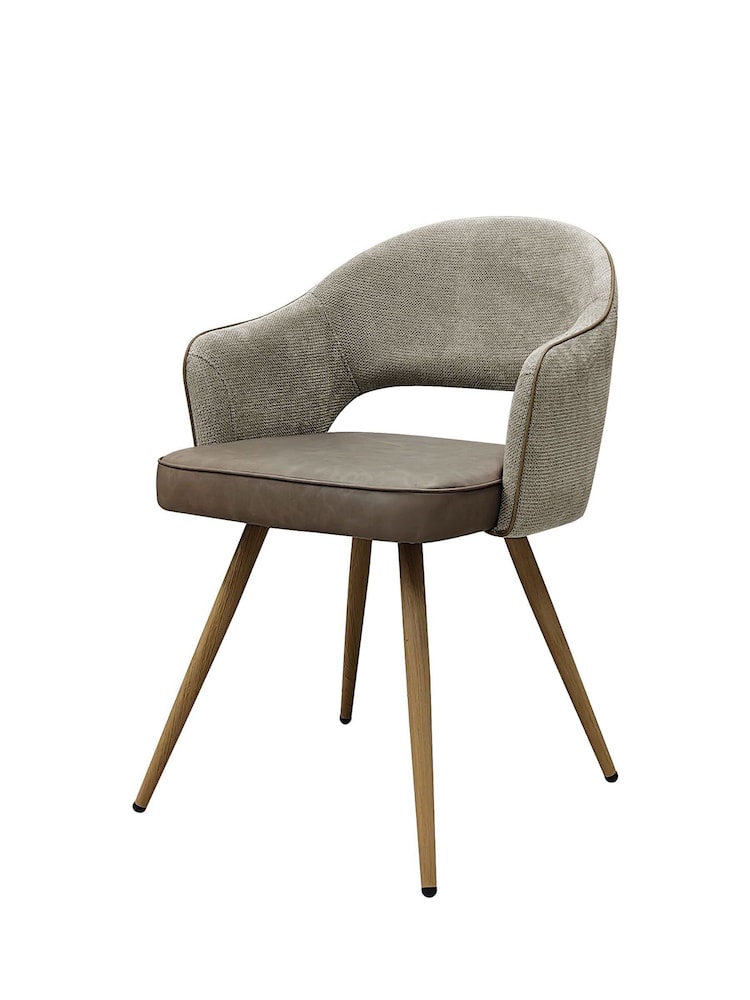 Bentley Designs Beige Vintage Stone Hanson Fabric and Faux Leather Dining Chair - Image 1 of 5 Bentley Designs Beige Vintage Stone Hanson Fabric and Faux Leather Dining Chair - Image 1 of 5
