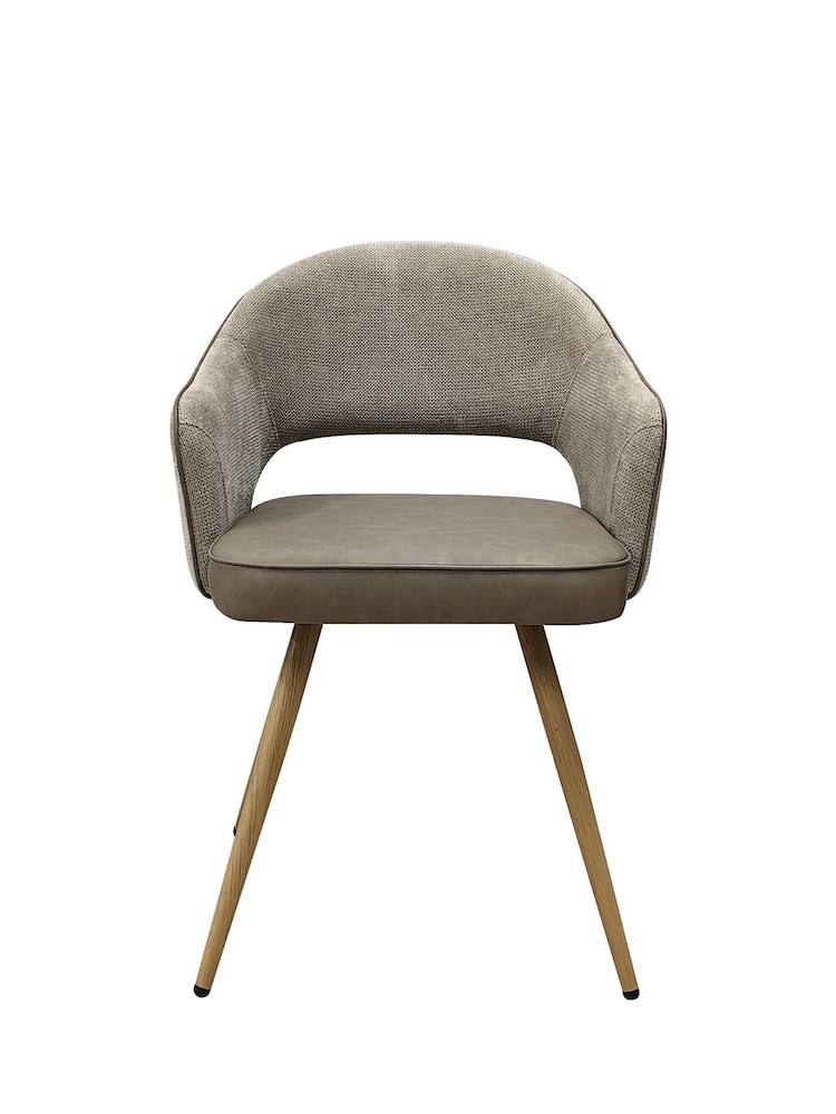 Bentley Designs Beige Vintage Stone Hanson Fabric and Faux Leather Dining Chair - Image 2 of 5 Bentley Designs Beige Vintage Stone Hanson Fabric and Faux Leather Dining Chair - Image 2 of 5