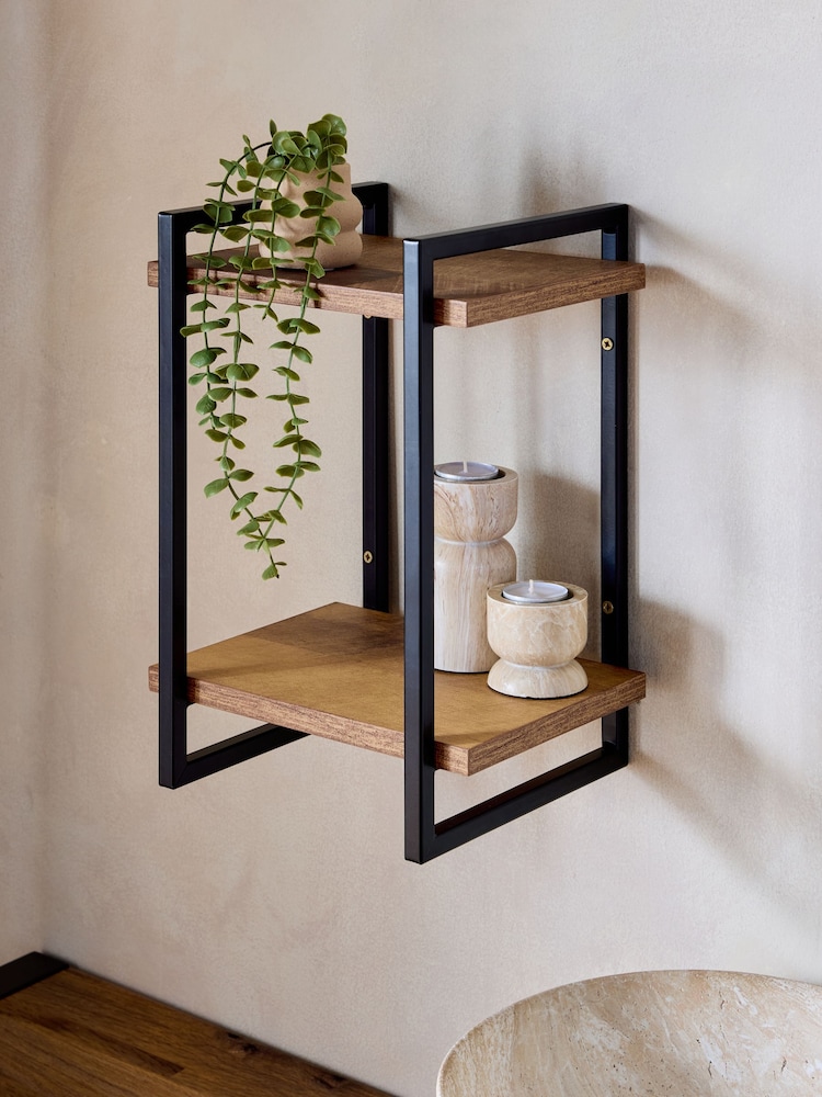 Dark Bronx 2 Tier Narrow Wall Shelves - Image 2 of 5