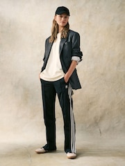 adidas Dark Black Straight Firebird 3 Stripe Straight Trackpants - Image 2 of 20