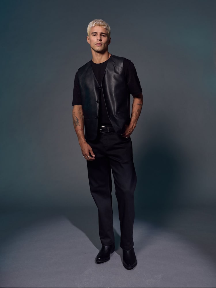 Black Edit Faux Leather Waistcoat - Image 1 of 5
