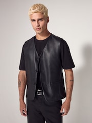 Black Edit Faux Leather Waistcoat - Image 2 of 5