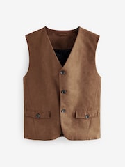 Tan Brown EDIT Faux Suede Wasitcoat - Image 5 of 8