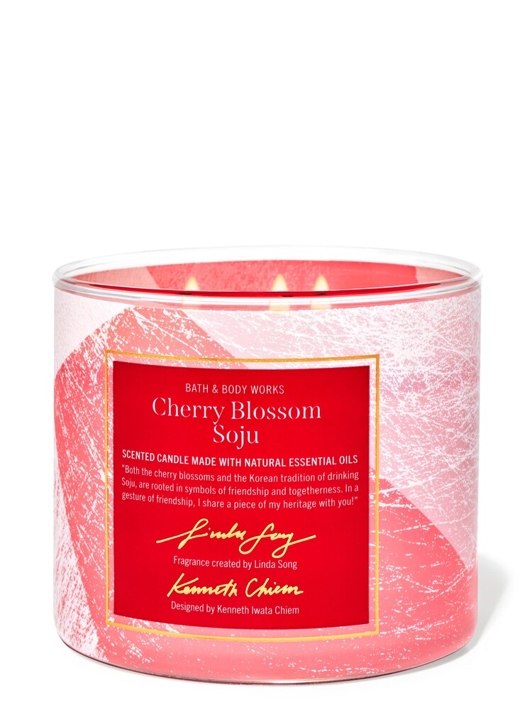 Bath & Body Works Cherry Blossom Soju 3 Wick Candle 14.5 oz / 411 g - Image 1 of 1