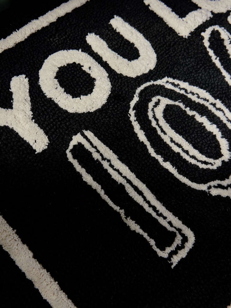 Black 10/10 Slogan 100% Cotton Bath Mat - Image 2 of 3