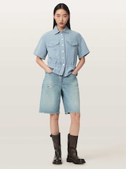 AllSaints Blue Tove Short Sleeve Shirt - Image 5 of 6