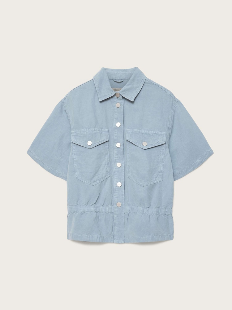 AllSaints Blue Tove Short Sleeve Shirt - Image 6 of 6 AllSaints Blue Tove Short Sleeve Shirt - Image 6 of 6