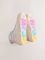 Blue Floral Quilted Lace-Up High Top Trainers - Image 10 of 13