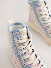 Blue Floral Quilted Lace-Up High Top Trainers - Image 12 of 13