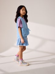 Blue Floral Quilted Lace-Up High Top Trainers - Image 4 of 13