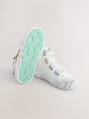 White Glitter Stars Wide Fit (G) High Top Trainers with Touch Close Fastening - Image 4 of 6