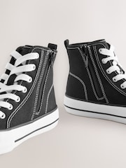 Black Lace-Up High Top Trainers - Image 3 of 5