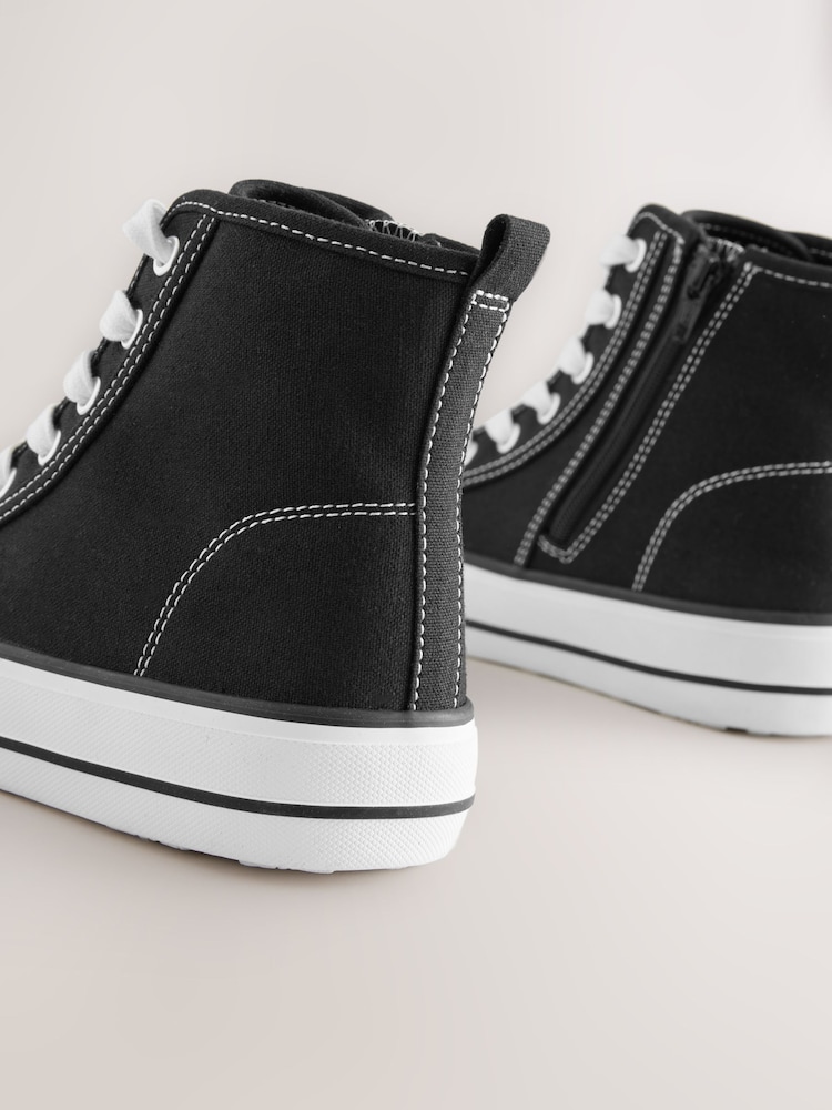 Black Lace-Up High Top Trainers - Image 4 of 5