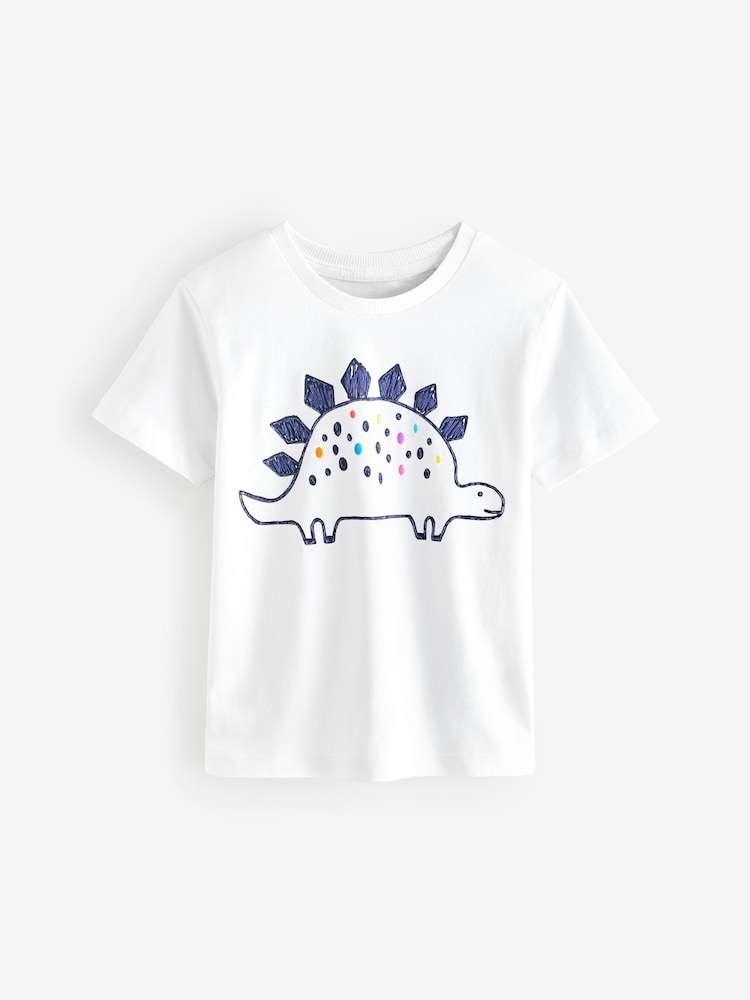 White Dino Spot Short Sleeve 100% Cotton T-Shirt - Image 1 of 1