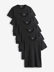 Black Regular Fit 100% Cotton Underwear T-Shirts 5 Pack - Image 1 of 8
