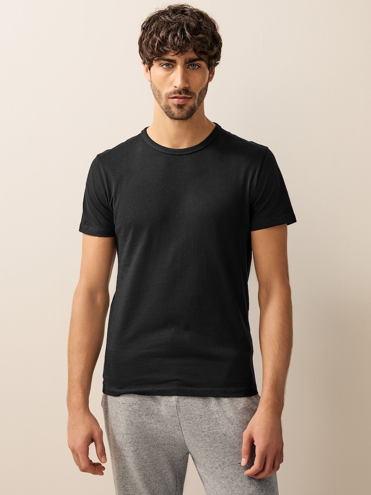 Black Regular Fit 100% Cotton Underwear T-Shirts 5 Pack - Image 2 of 8