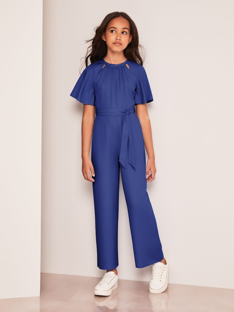 Lipsy Cobalt Blue Cut Out Flutter Sleeve Jumpsuit - Image 1 of 4 Lipsy Cobalt Blue Cut Out Flutter Sleeve Jumpsuit - Image 1 of 4