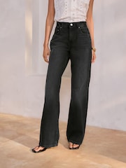 Black Relaxed Bootcut 100% Cotton Jeans - Image 2 of 7