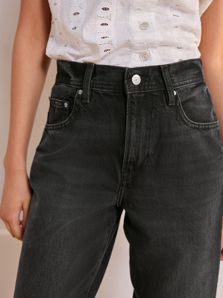 Black Relaxed Bootcut 100% Cotton Jeans - Image 4 of 6
