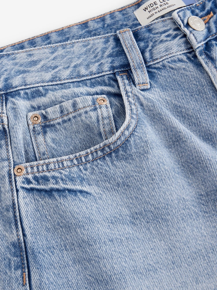 Mid Blue Wide Leg Jeans - Image 4 of 4