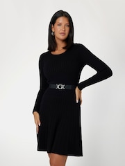 Guess Paige Ribbed Pleated Black Sweater Dress - Image 5 of 7