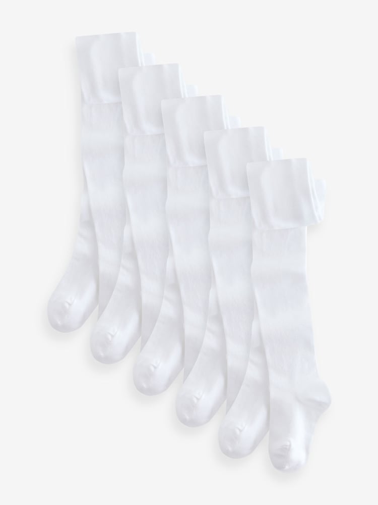 White 5 Pack Cotton Rich School Tights - Image 1 of 6