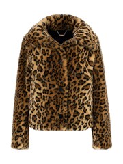 Guess Leopard Print Cecile Faux Fur Jacket - Image 1 of 4