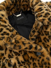 Guess Leopard Print Cecile Faux Fur Jacket - Image 2 of 4