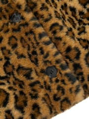 Guess Leopard Print Cecile Faux Fur Jacket - Image 3 of 4