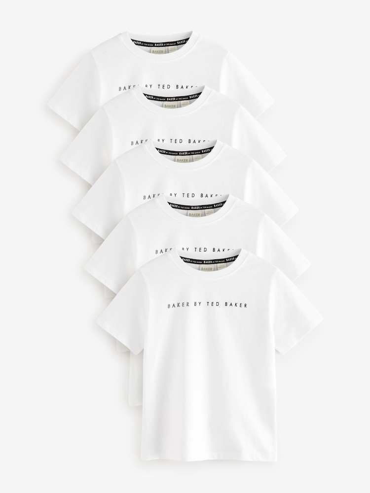 Weiß - Baker by Ted Baker T-Shirts aus 100 % Baumwolle,5er-Pack - Bild 1 von 5 Weiß - Baker by Ted Baker T-Shirts aus 100 % Baumwolle,5er-Pack - Bild 1 von 5