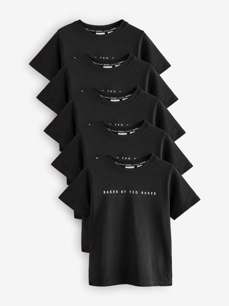 črna - Baker by Ted Baker 100% Bombažna majica 5 Pakiranje - Slika 1 iz 5
