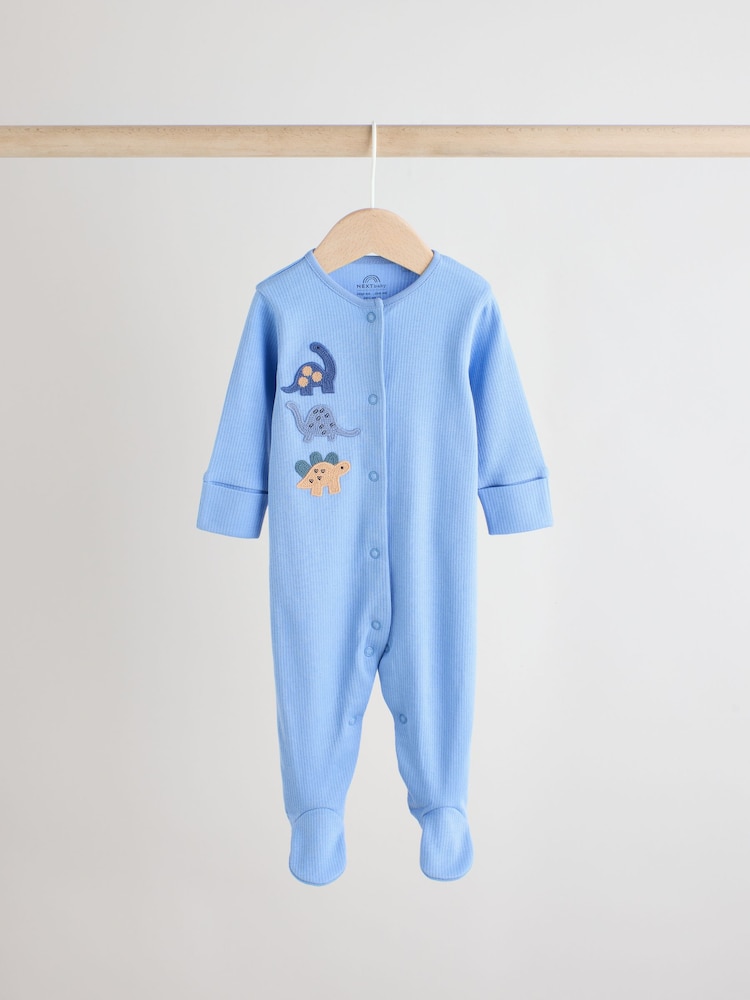Blue Cement Baby Embroidered Sleepsuits 3 Pack - Image 2 of 12