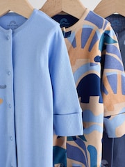 Blue Cement Baby Embroidered Sleepsuits 3 Pack - Image 6 of 12