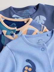 Blue Cement Baby Embroidered Sleepsuits 3 Pack - Image 7 of 12