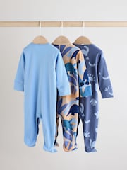 Blue Cement Baby Embroidered Sleepsuits 3 Pack - Image 8 of 12