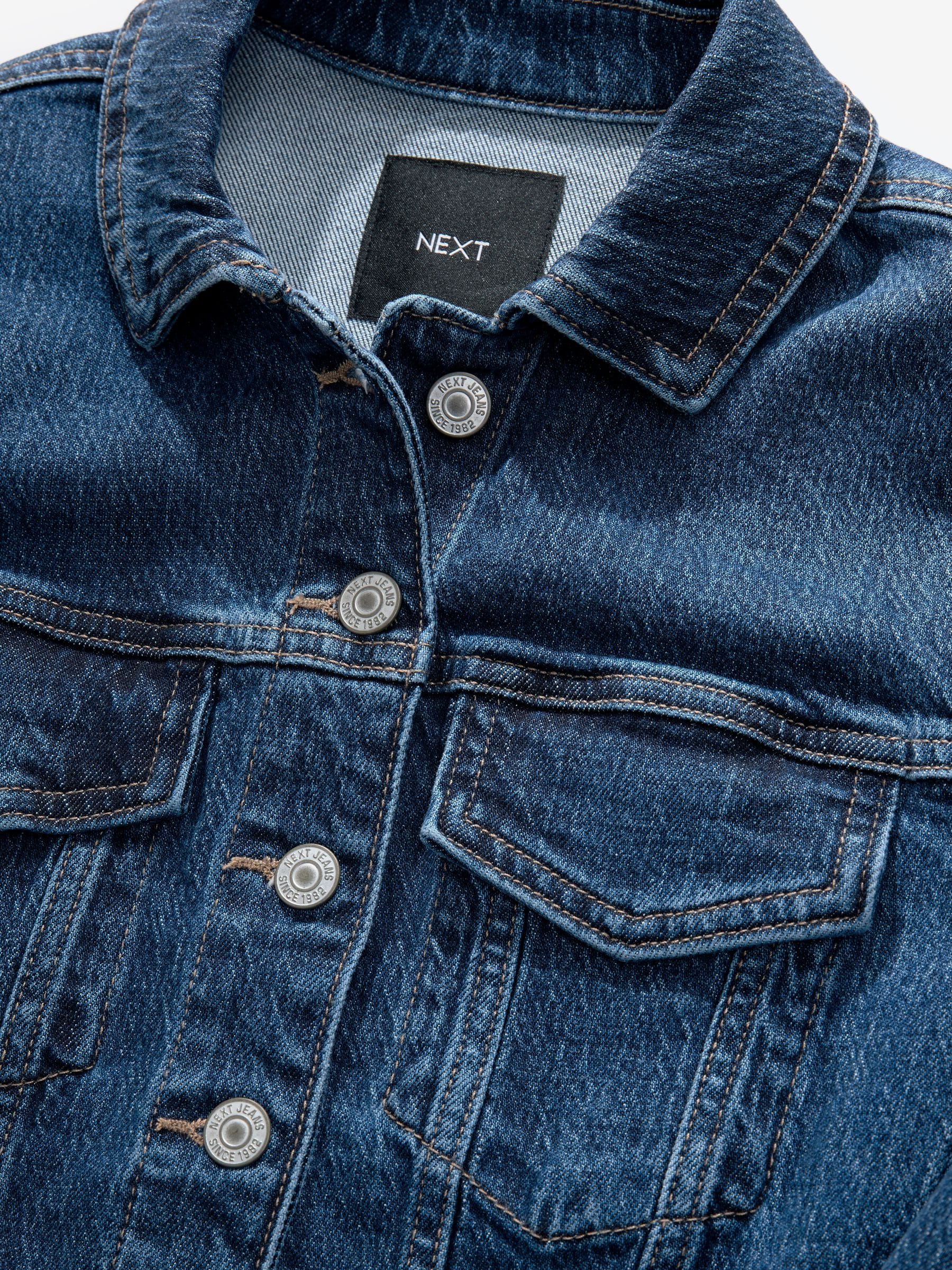 Buy Dark Blue Fitted Denim Jacket from Next USA