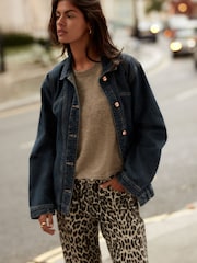 Dark Blue Belted Denim 100% Cotton Jacket - Image 2 of 6