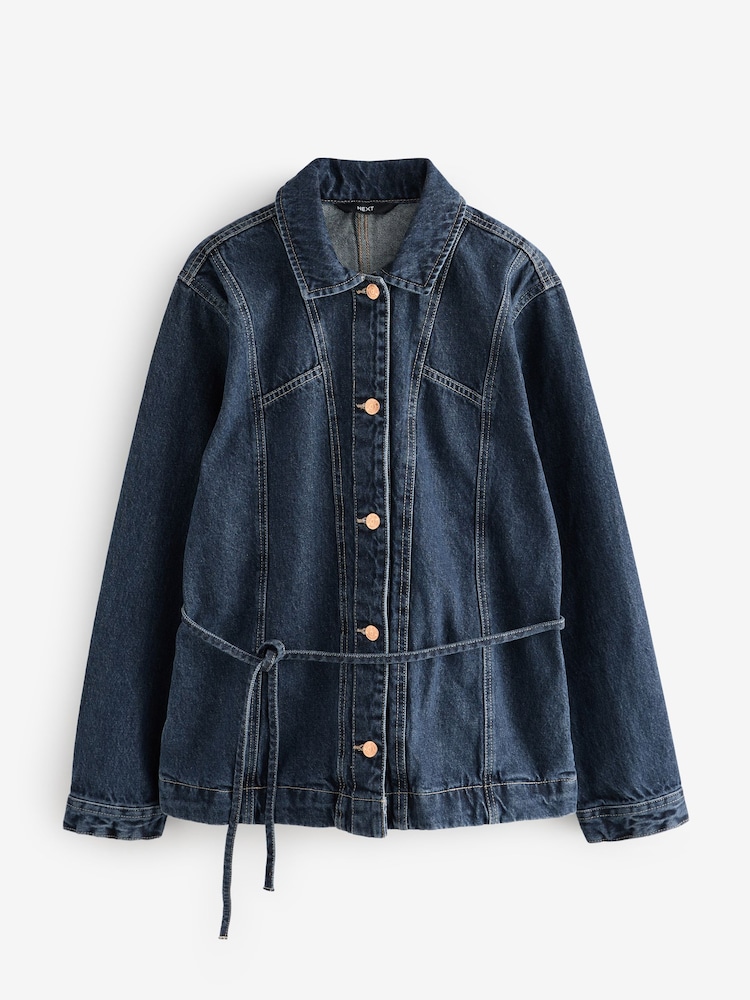 bleu foncé - Ceinturé Denim 100% Coton Veste - Image 4 of 6