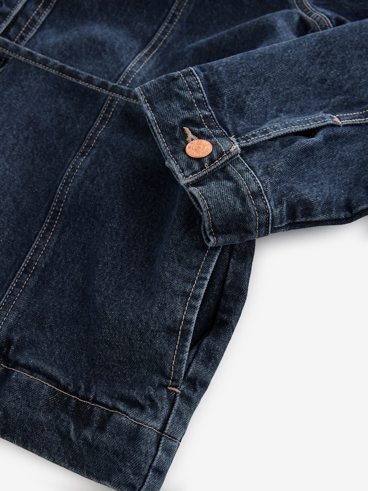 Dark Blue Belted Denim 100% Cotton Jacket - Image 6 of 6
