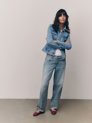 Mid Blue Fitted Denim Jacket - Image 2 of 8