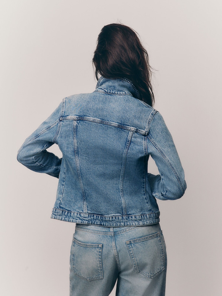 Bleu moyen - Jean Veste ajustées - Image 4 of 8