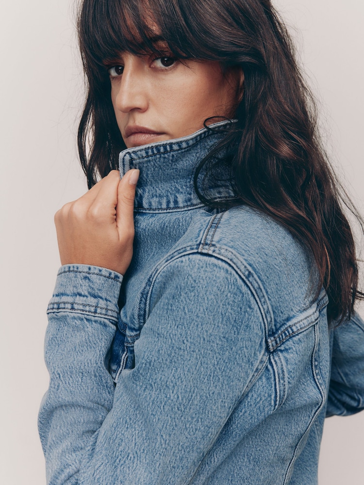 Bleu moyen - Jean Veste ajustées - Image 5 of 8